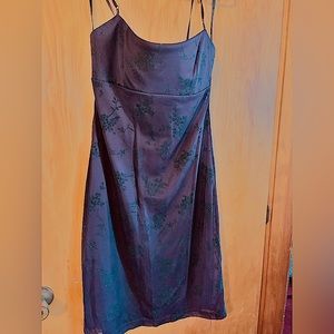 Burgundy semi-formal dress.